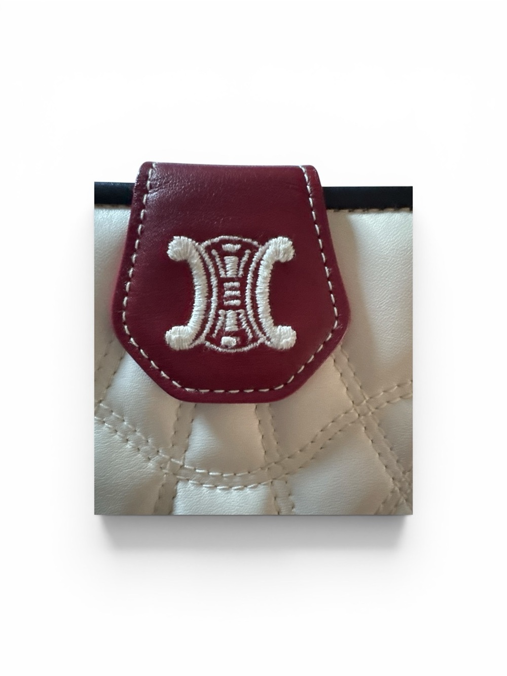 Celine 2002 Vintage Quilted Leather Bifold Wallet Red & Ivory Rare - Picture 3 of 8
